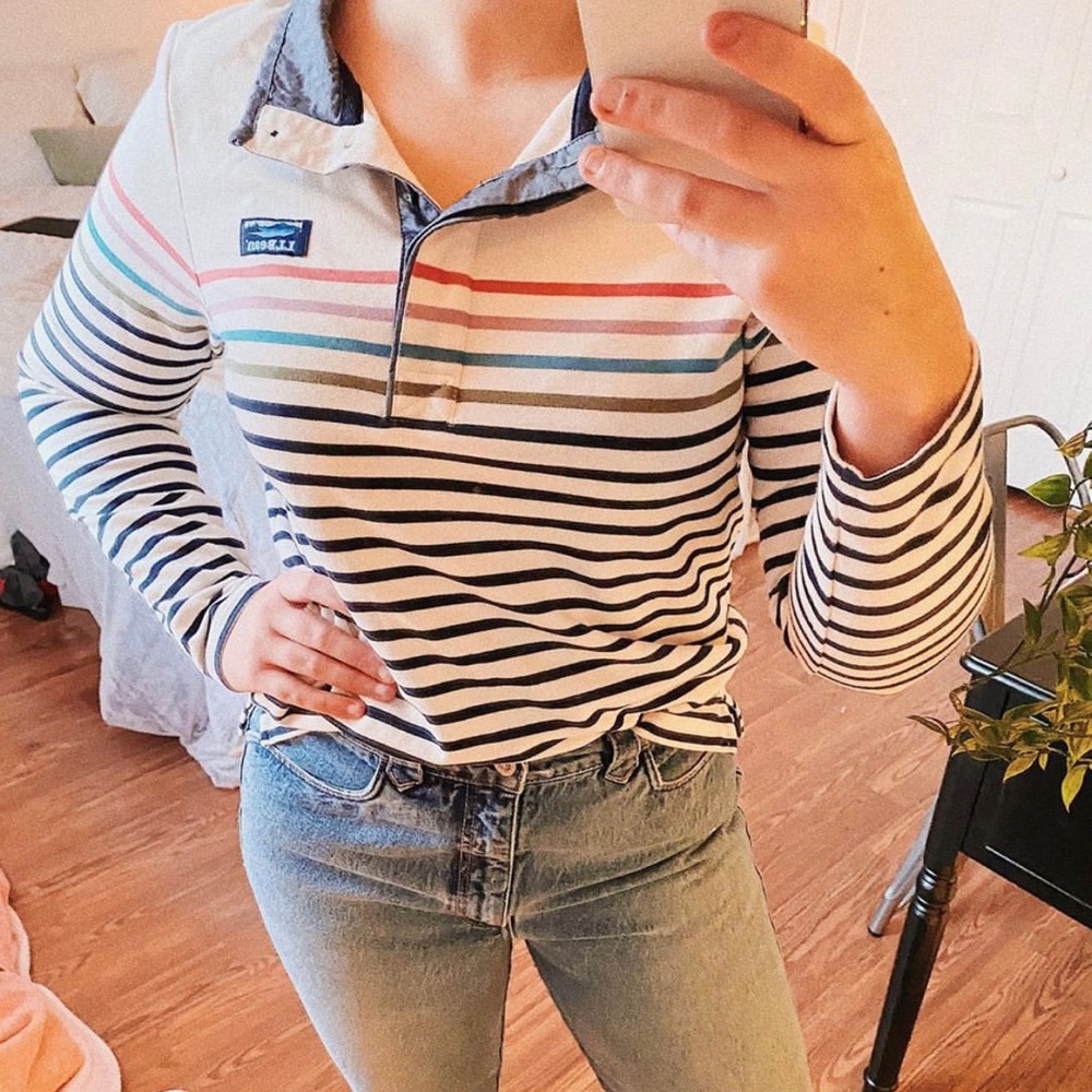 LLbean stripes collared sweatshirt